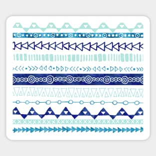 Teal Blue Turquoise Hand Drawn Geometric Pattern Sticker